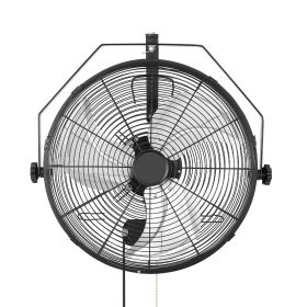 Wall Mount Fan, 18 in Wall Mounted Hanging Fan with IP44-rated Protection, 3-Speed, Long Airflow Distance, Adjustable Rotation Angle