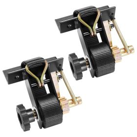 Ladder Rack Ratchet Straps, Black Square Tube Mount, 1.5 in Wide x 7.4 ft Long Black Ladder Rack Straps with Double J-Hooks, 500 lbs Load Heavy D