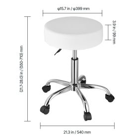 Rolling Stool with Wheels, 450 LBS Weight Capacity Round Rolling Stool Chair, Height Adjustable Thickened PU Leather Swivel Stool for Salon, Spa