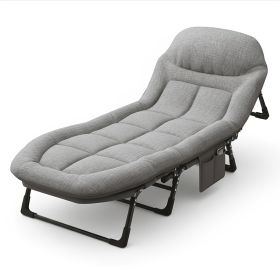 Adult Camping Cot with Built-In Headrest And Removable Mattress - 71 Inch XL Portable Folding Bed, Heavy Duty Frame for Support - Ideal for Campi (Color: Grey)